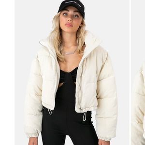 Fox cropped corduroy puffer jacket